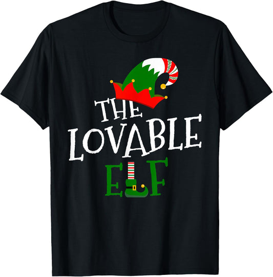 The Lovable Elf Family Matching Group Gift Christmas Costume T-Shirt - T-Shirt | Black