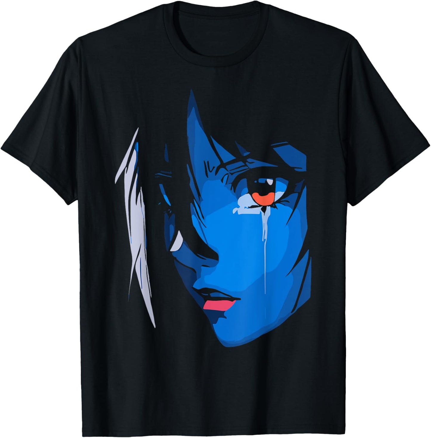 Sad Anime Girl Gamer Indie Aesthetic Japanese Vaporwave T-Shirt - T-Shirt | Black