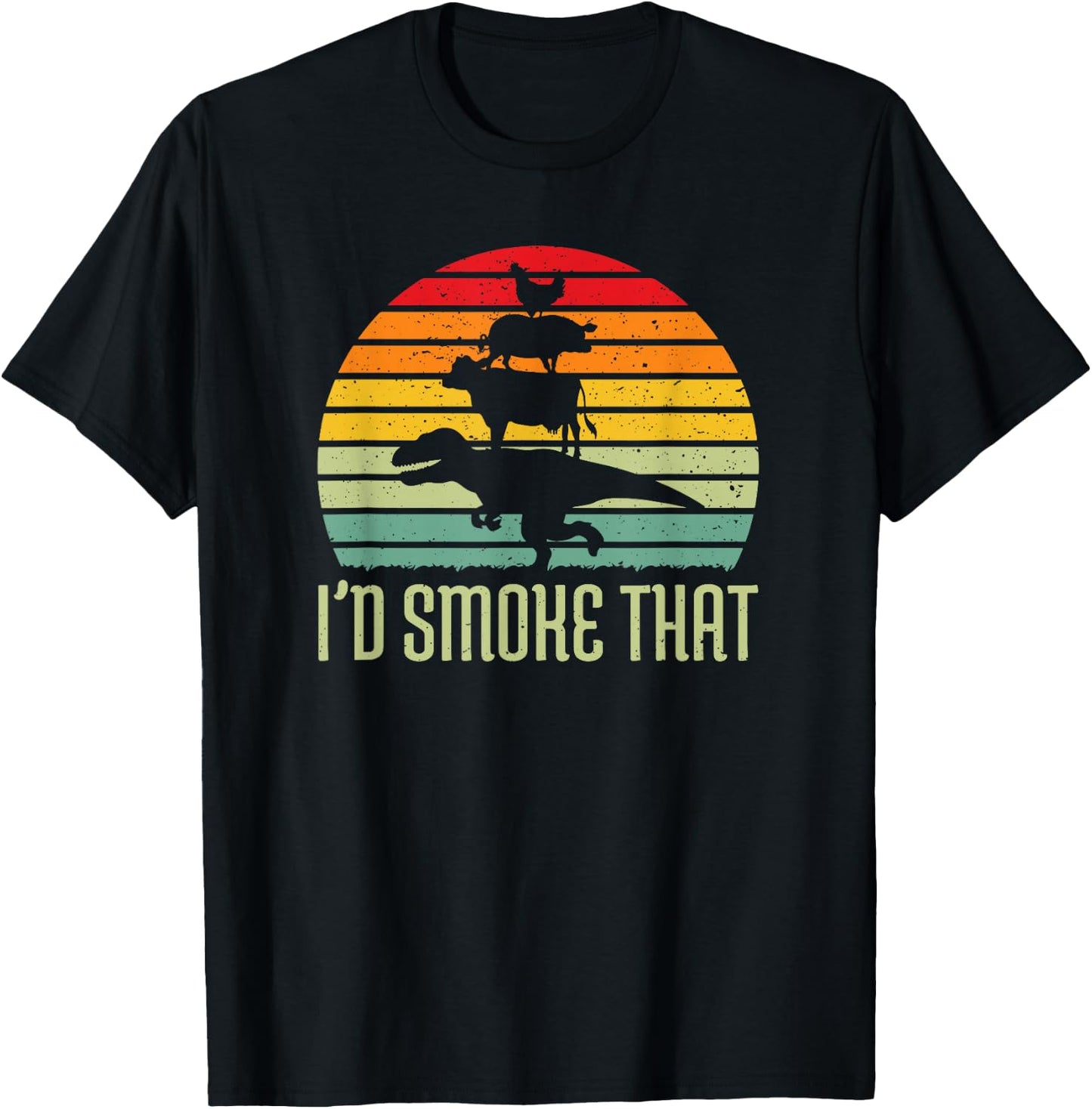 Barbecue Dinosaur BBQ Meat Grilling Smoker & T-Shirt - T-Shirt | Black