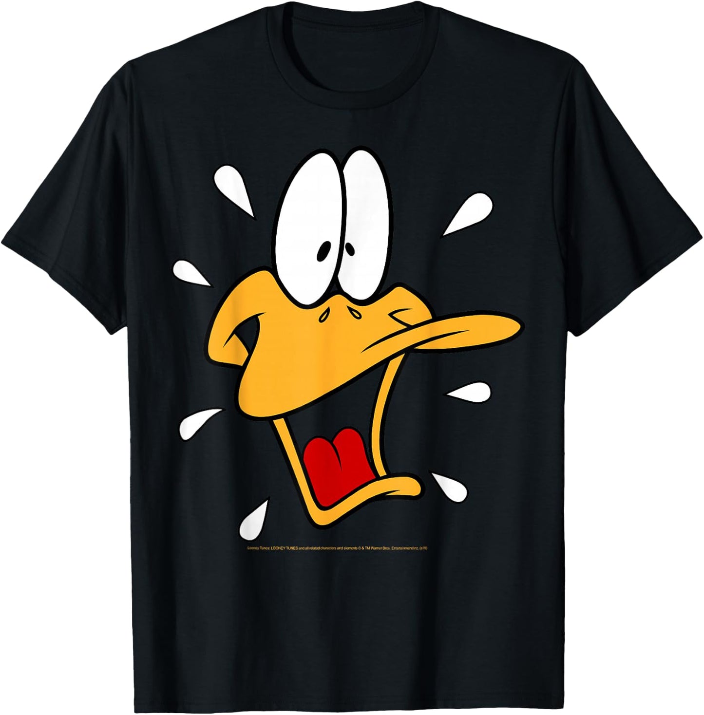 Looney Tunes Daffy Duck Surprised Big Face T-Shirt - T-Shirt | Black