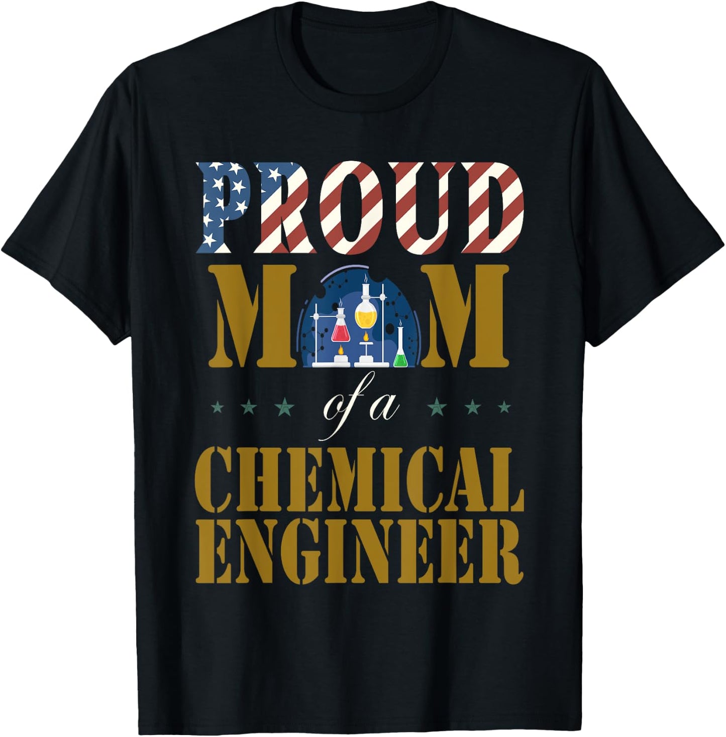 Vintage Flag American Proud Mom of a Chemical Engineer lover T-Shirt - T-Shirt | Black