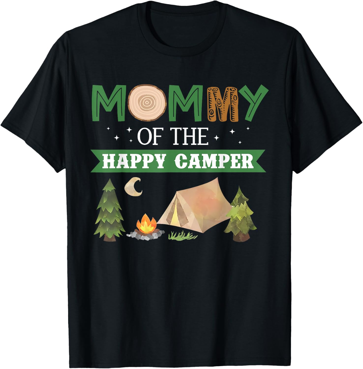 Mommy Of The Happy Camper Shirt Women 1st Bday Camping Trip T-Shirt - T-Shirt | Black