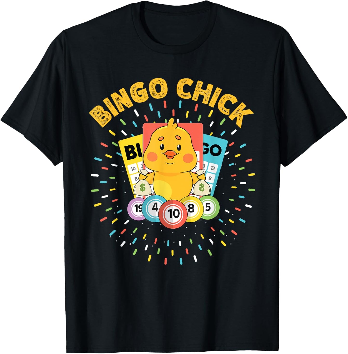 Bingo Chick Bingo Card Baby Chicken Design T-Shirt - T-Shirt | Black