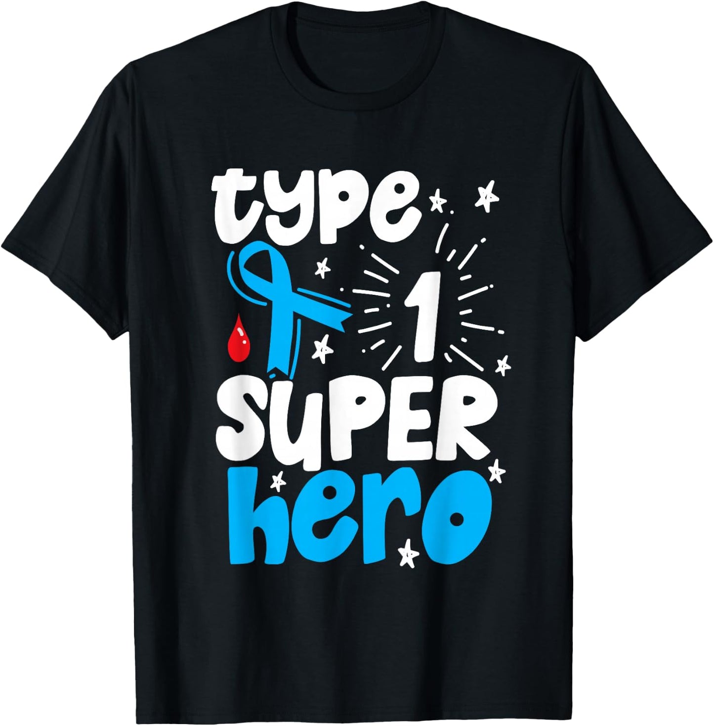 Type 1 Diabetes Awareness Type One Superhero T-Shirt - T-Shirt | Black