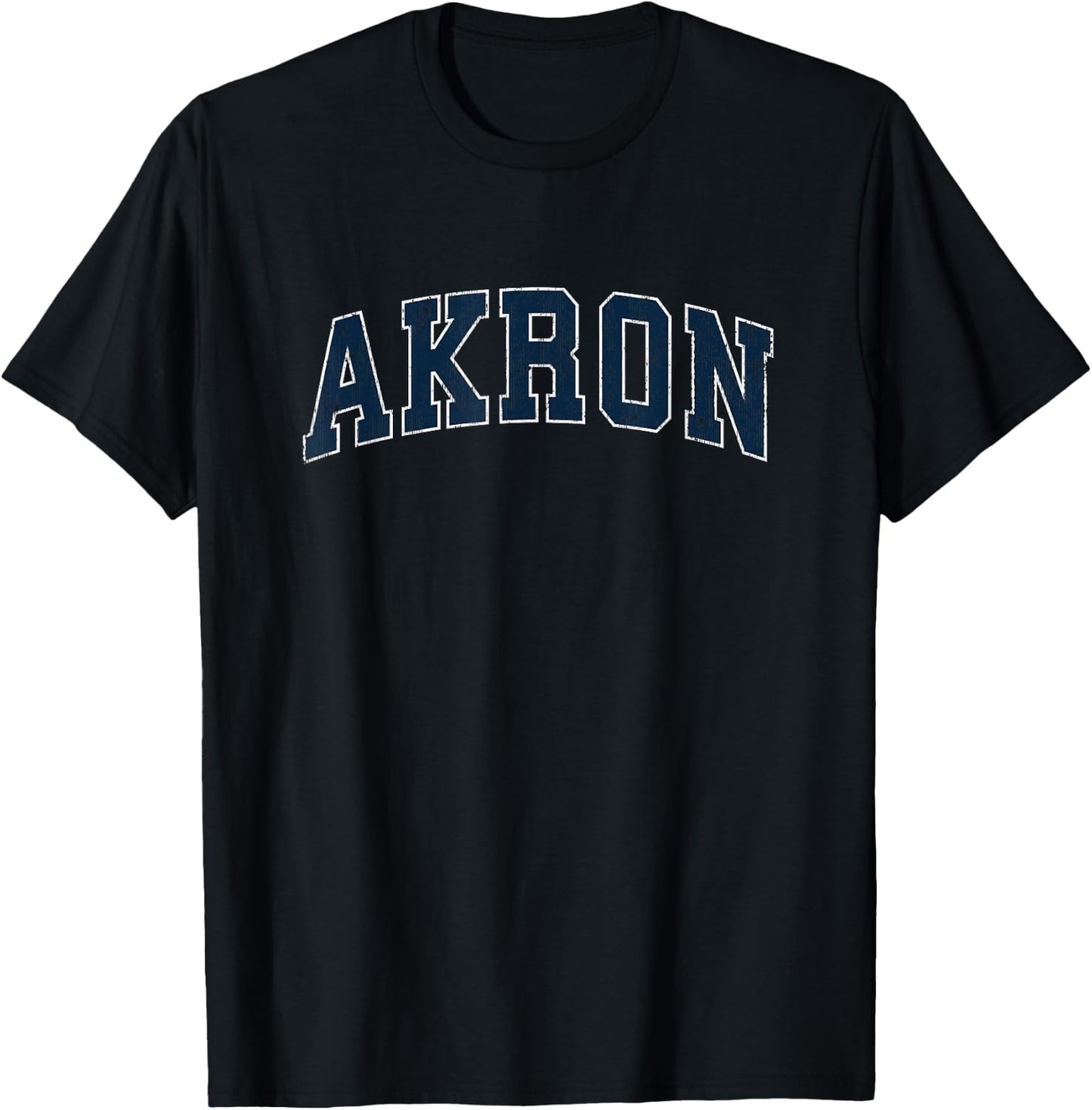 Akron Ohio OH Vintage Sports Design Navy Design T-Shirt - T-Shirt | Black
