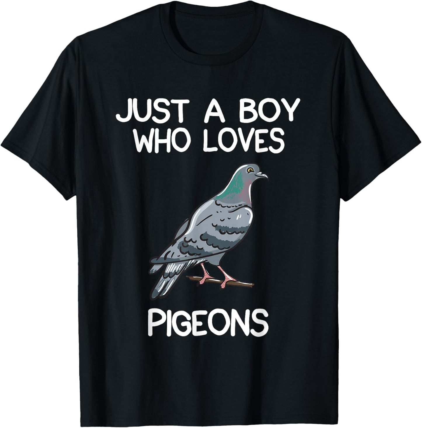 Just A Boy Who Loves Pigeons Owner Lover Gift Pigeon Love T-Shirt - T-Shirt | Black