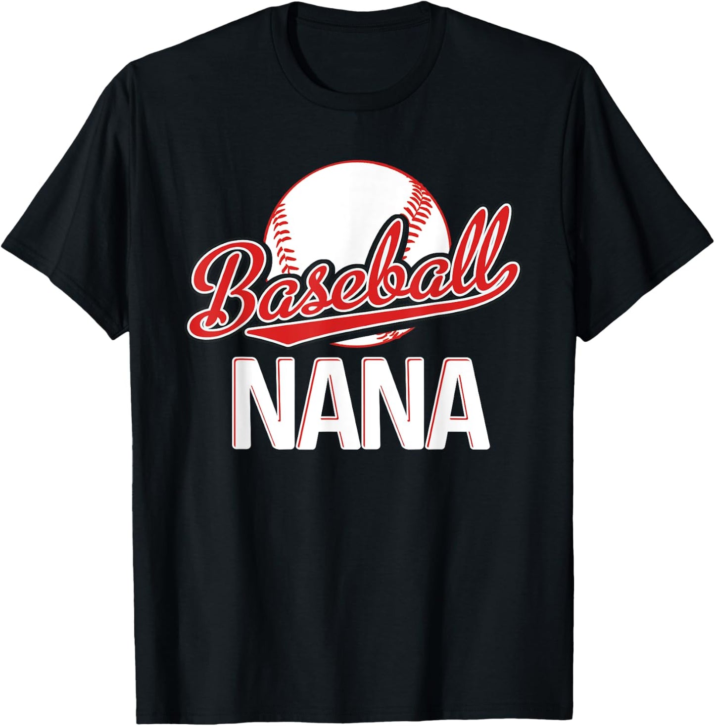 Baseball Nana Grandma Women Christmas Mother's Day Gift Papa T-Shirt - T-Shirt | Black