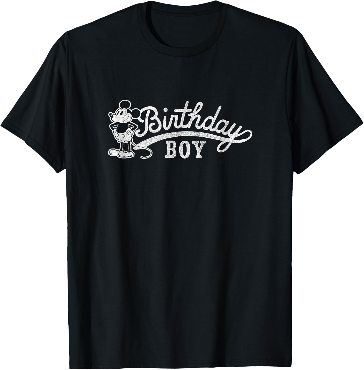 Disney Mickey and Friends Birthday Boy Classic Vintage Logo T-Shirt - T-Shirt | Black