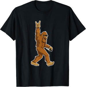 Bigfoot Rock and Roll Gift T-Shirt - T-Shirt | Black