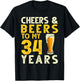 Cheers and Beers to My 34 Years Old Funny 34th Birthday Gift T-Shirt - T-Shirt | Black