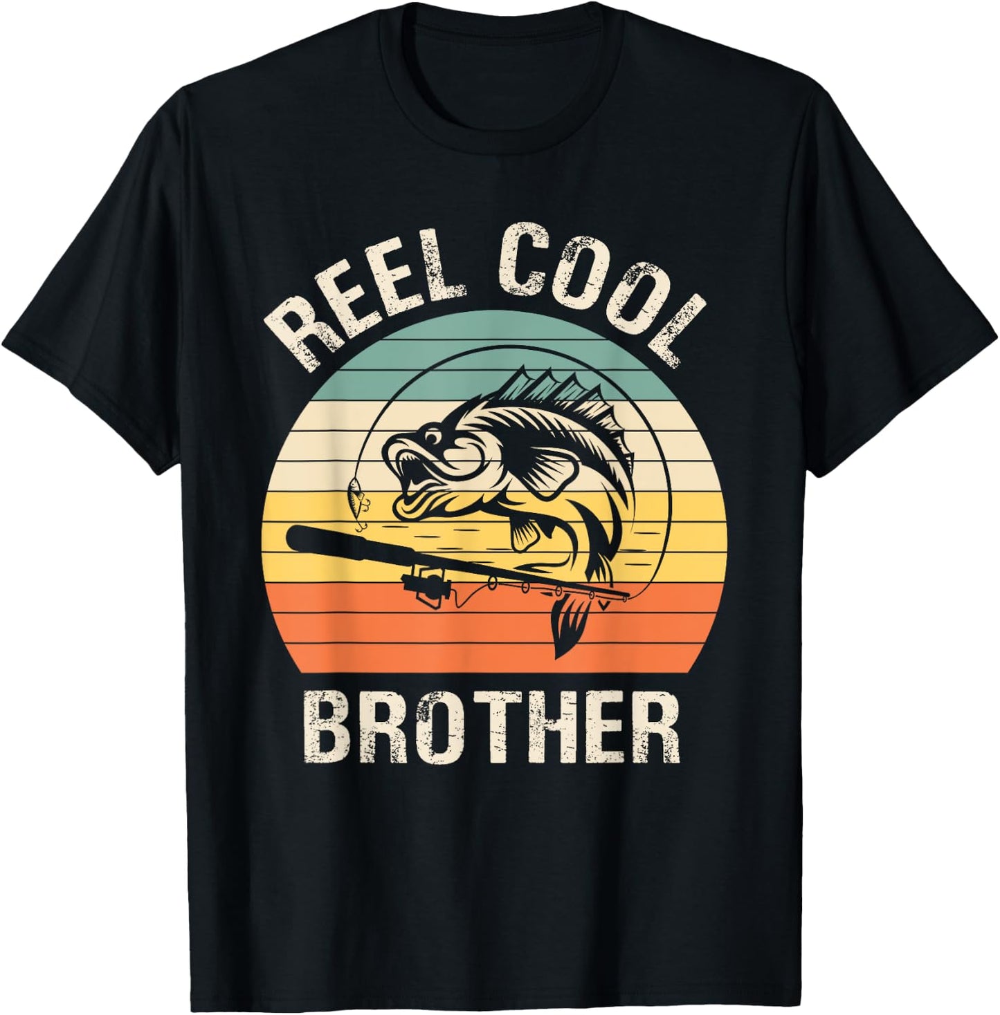 Reel Cool Brother Fishing Funny Gift T-Shirt - T-Shirt | Black