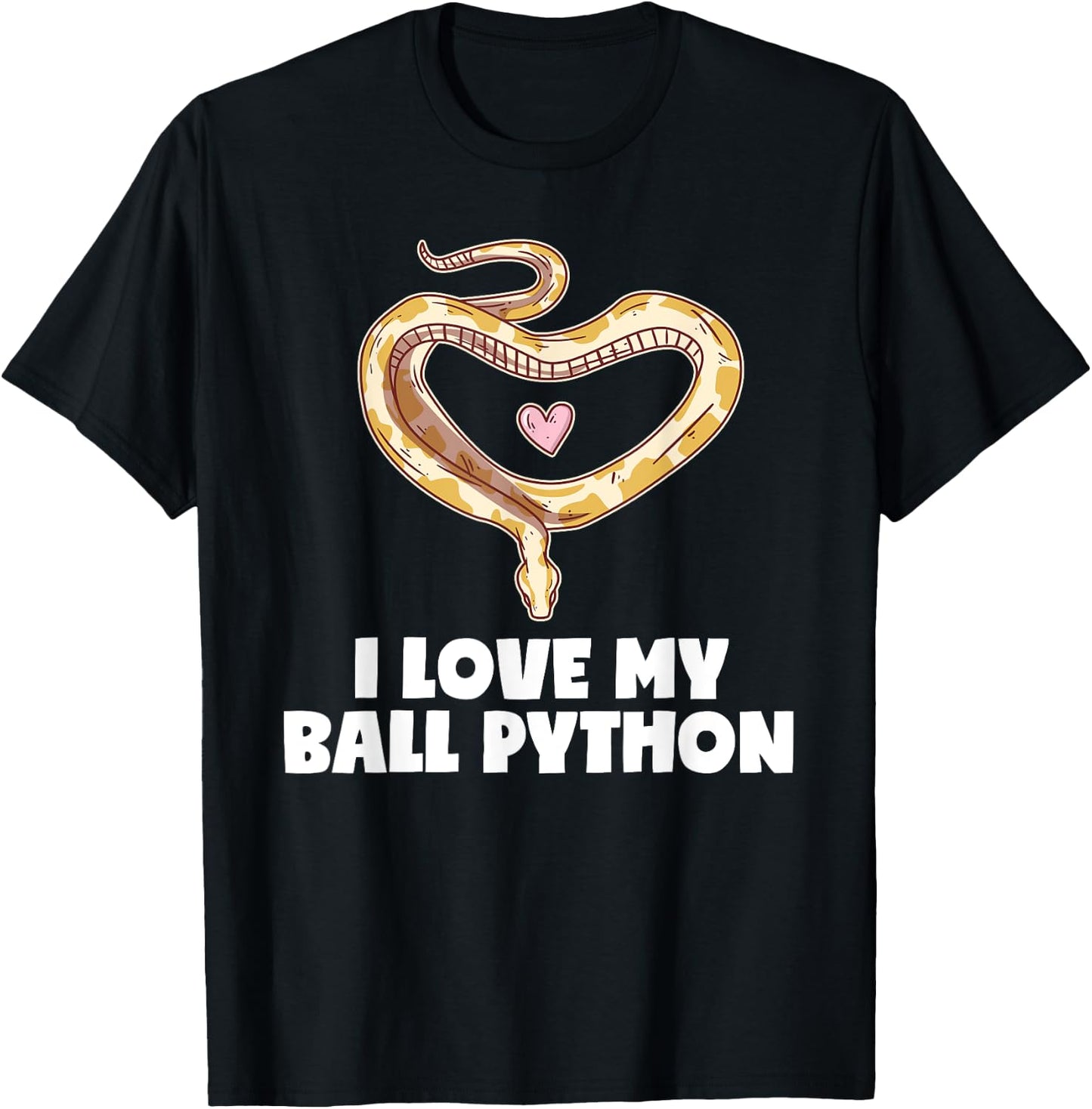 I Love My Ball Python Heart Pet Snake Animal Reptile T-Shirt - T-Shirt | Black