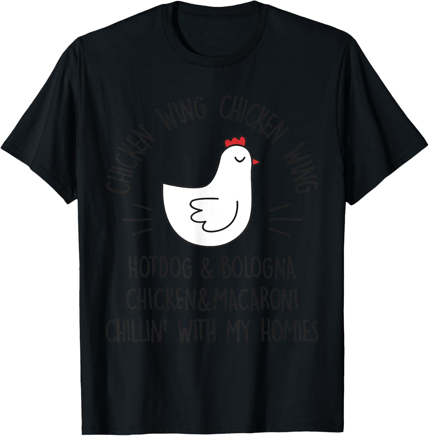 Viral Chicken Wing Chicken Wing Hot Dog & Bologna Song Lyric T-Shirt - T-Shirt | Black