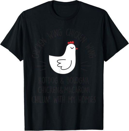 Viral Chicken Wing Chicken Wing Hot Dog & Bologna Song Lyric T-Shirt - T-Shirt | Black