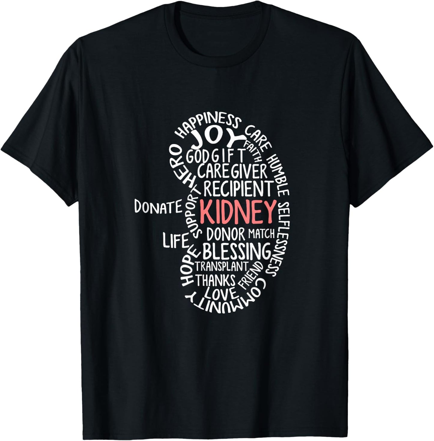 Kidney Organ Donor Get Well Soon Shirts -Adults Black Cotton 65% Polyester 35% Modern Short Sleeve Classic Fit Small Donor Awareness T-Shirt - T-Shirt | Black