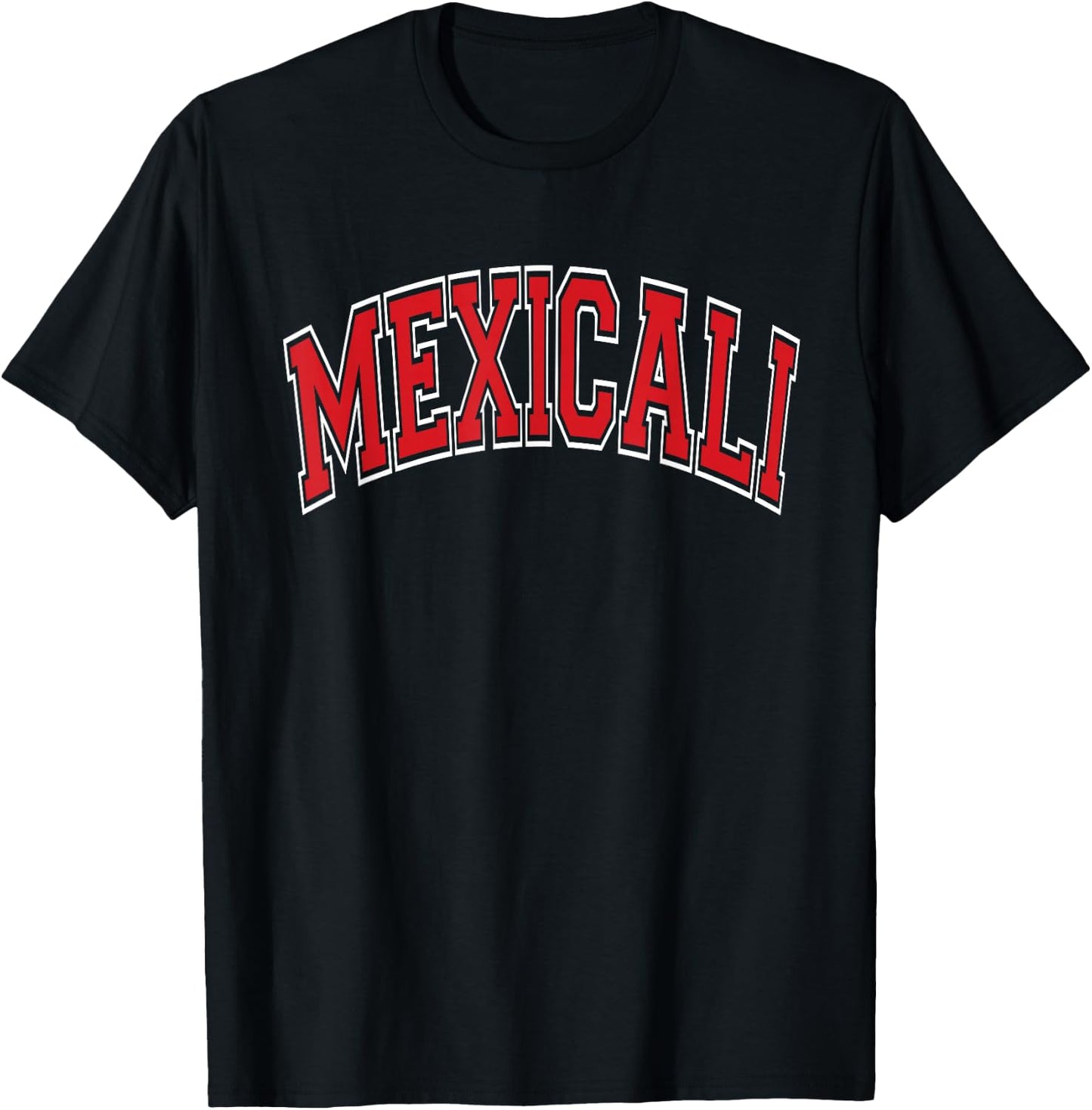 Mexicali Arched Red Text T-Shirt - T-Shirt | Black