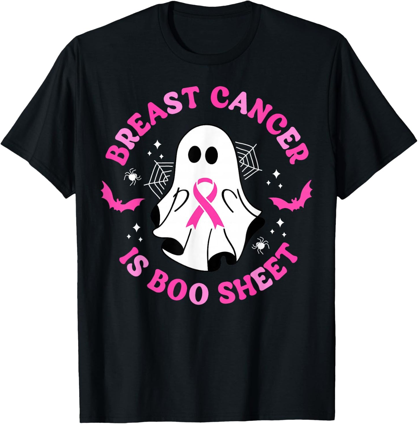 Breast Cancer Is Boo Sheet Awareness Halloween Pink Ghost T-Shirt - T-Shirt | Black