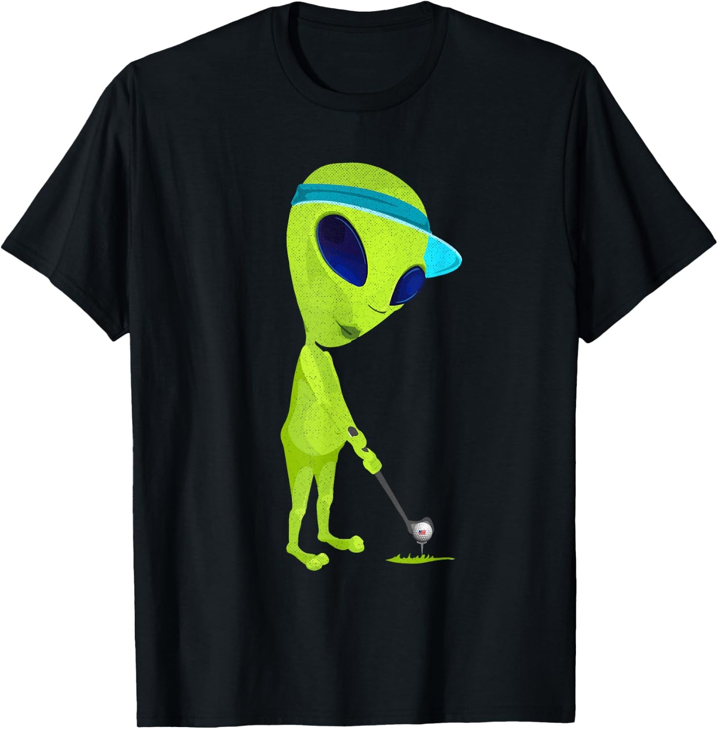 Funny Alien Playing Golf Parody Golfer UFO Golfing Space UFO T-Shirt - T-Shirt | Black