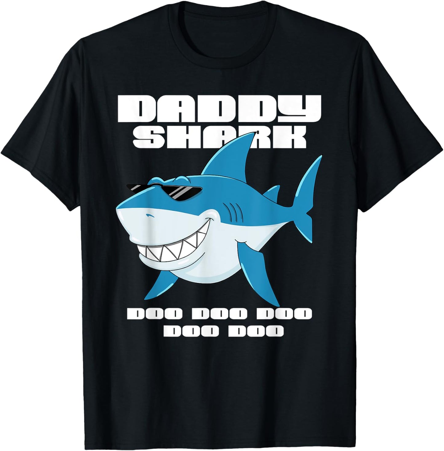 Daddy Shark shirt Funny Fathers Day Gift Kids dad T-Shirt - T-Shirt | Black