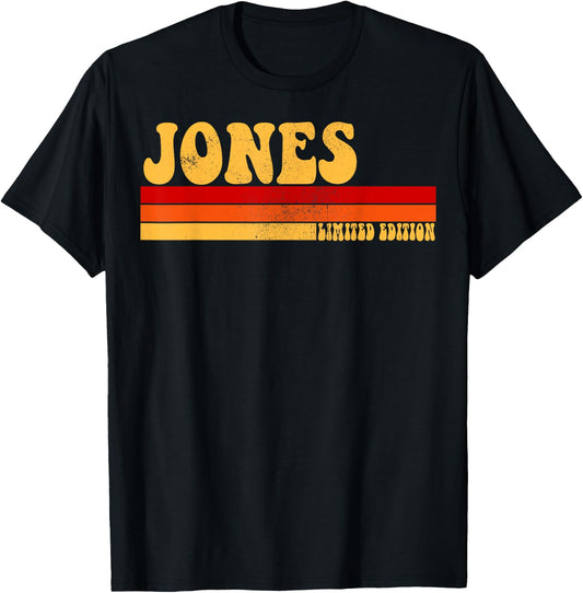 JONES Name Personalized Idea Men Retro Vintage JONES T-Shirt - T-Shirt | Black