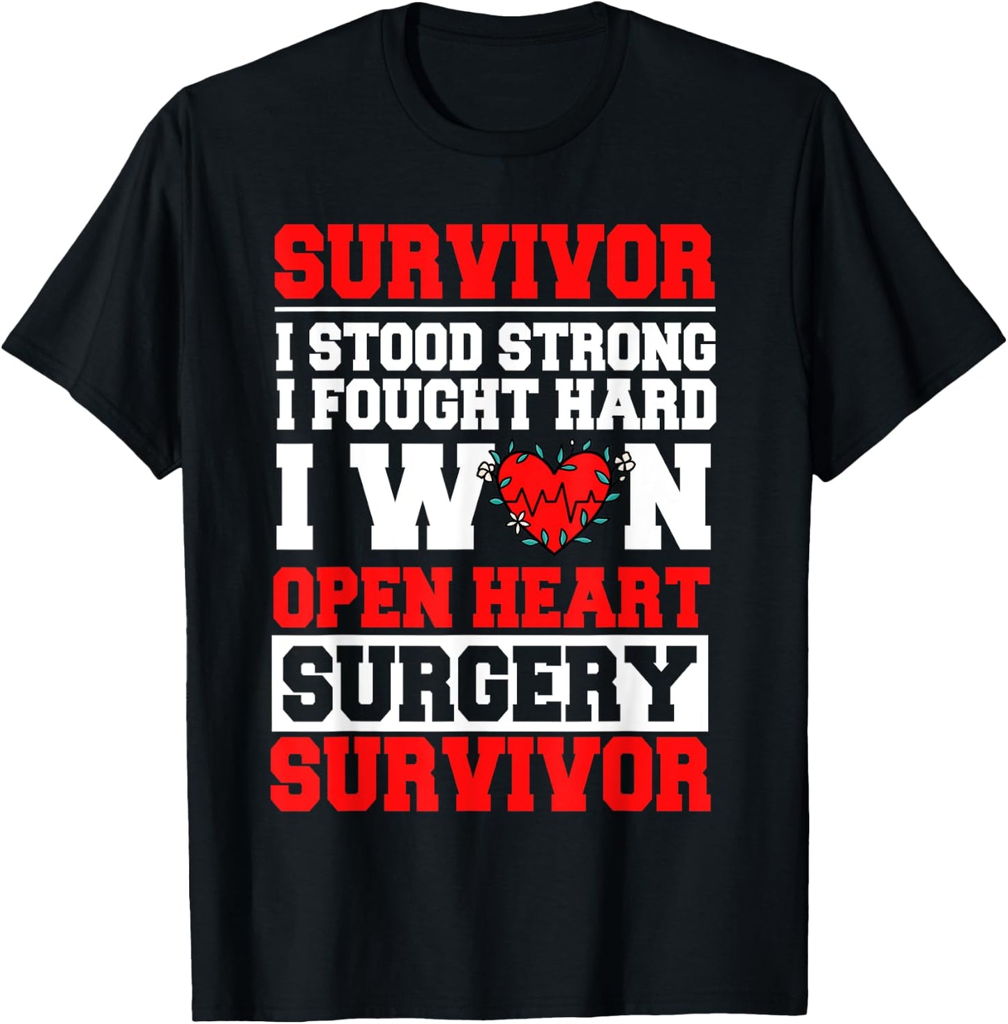Open Heart Bypass Surgery Coronary Artery Patient T-Shirt - T-Shirt | Black