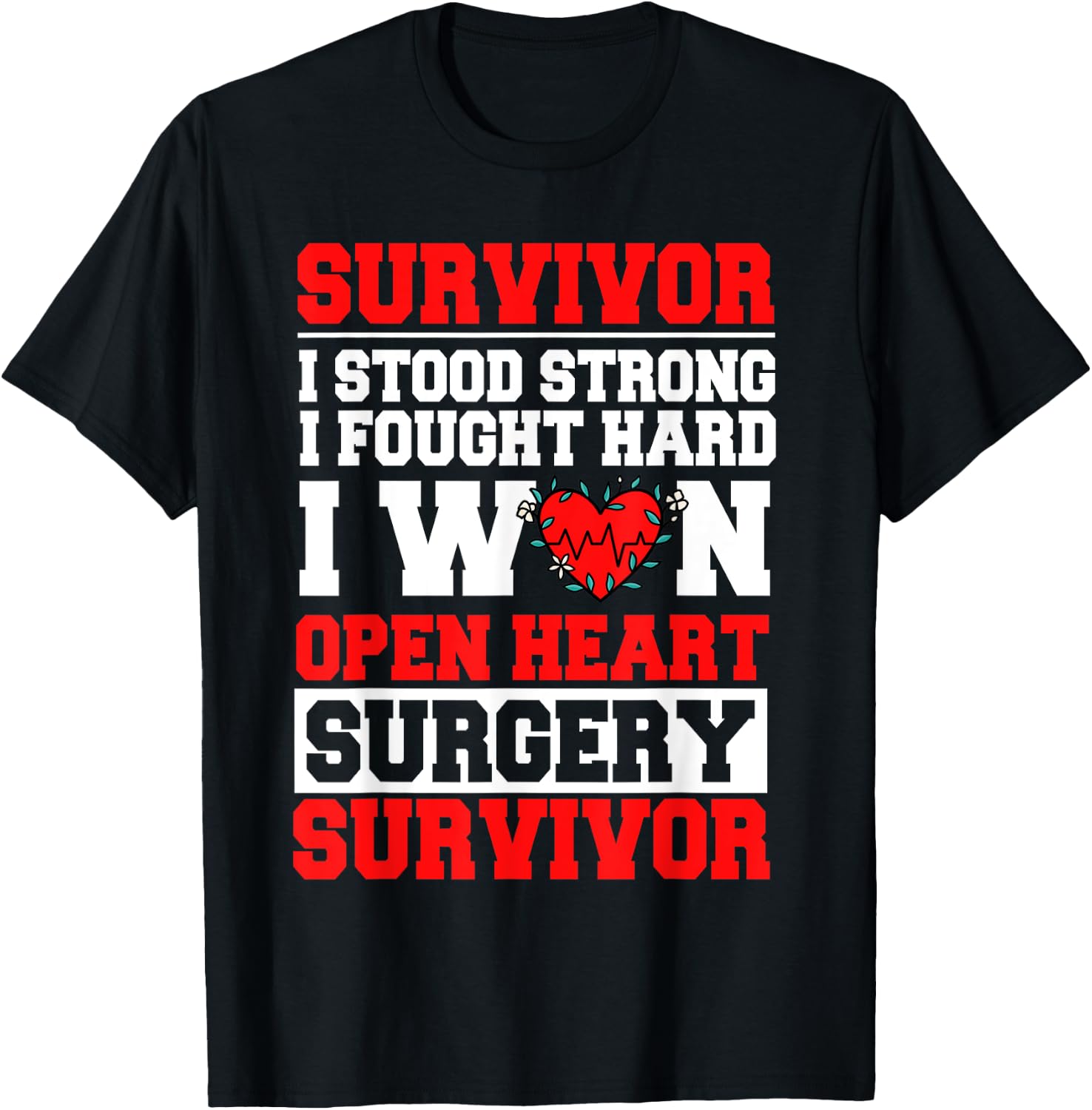 Open Heart Bypass Surgery Coronary Artery Patient T-Shirt - T-Shirt | Black