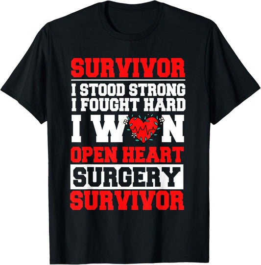 Open Heart Bypass Surgery Coronary Artery Patient T-Shirt - T-Shirt | Black
