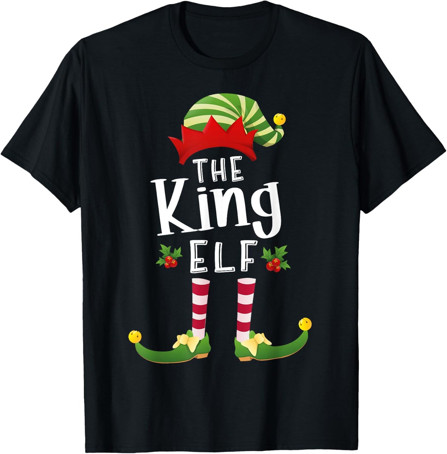 King Christmas Elf Matching Pajama X-Mas Party T-Shirt - T-Shirt | Black