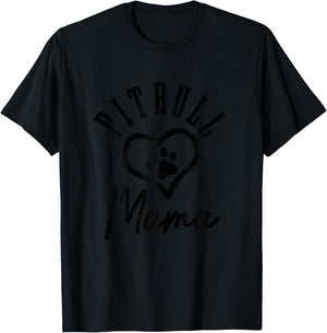 Pitbull Mama Dog Heart Pitbull T-Shirt - T-Shirt | Black