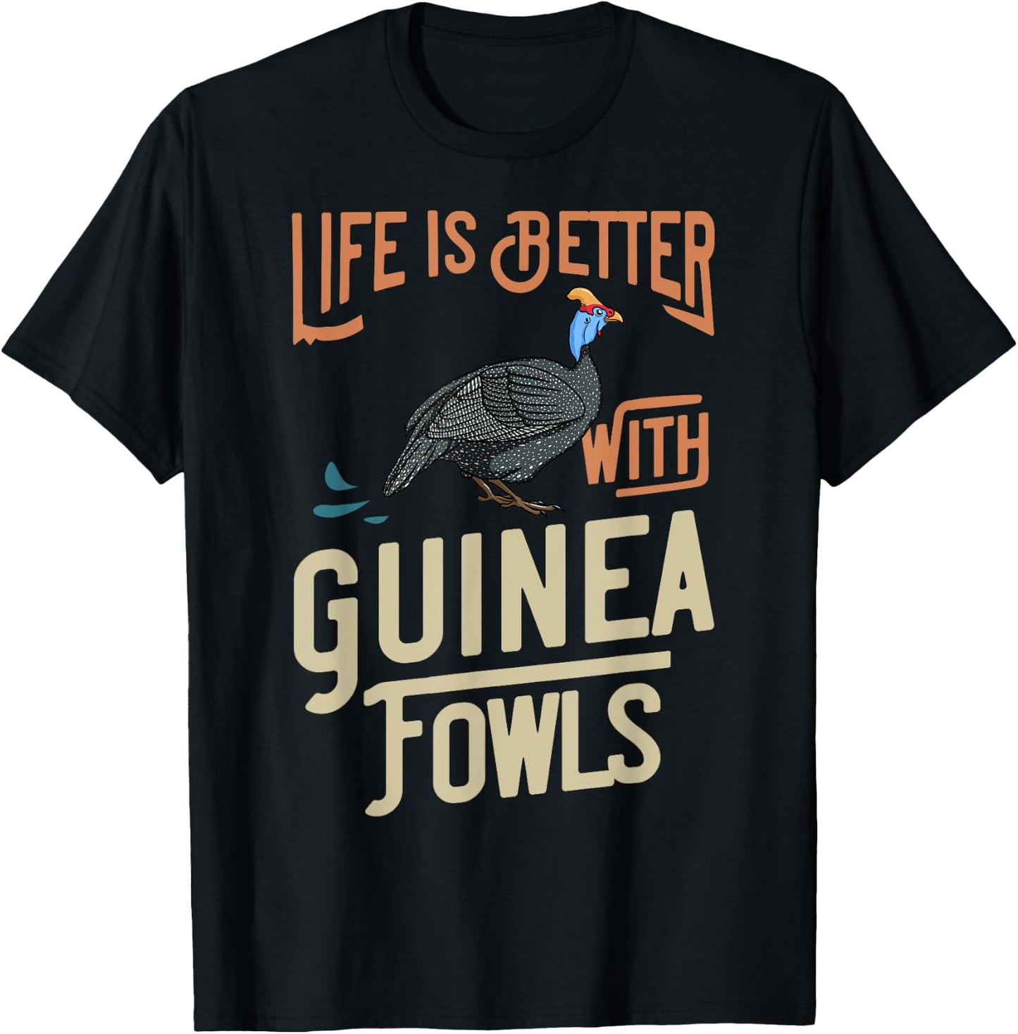 Guinea Fowl Gift Chicken Hen Farmer T-Shirt - T-Shirt | Black