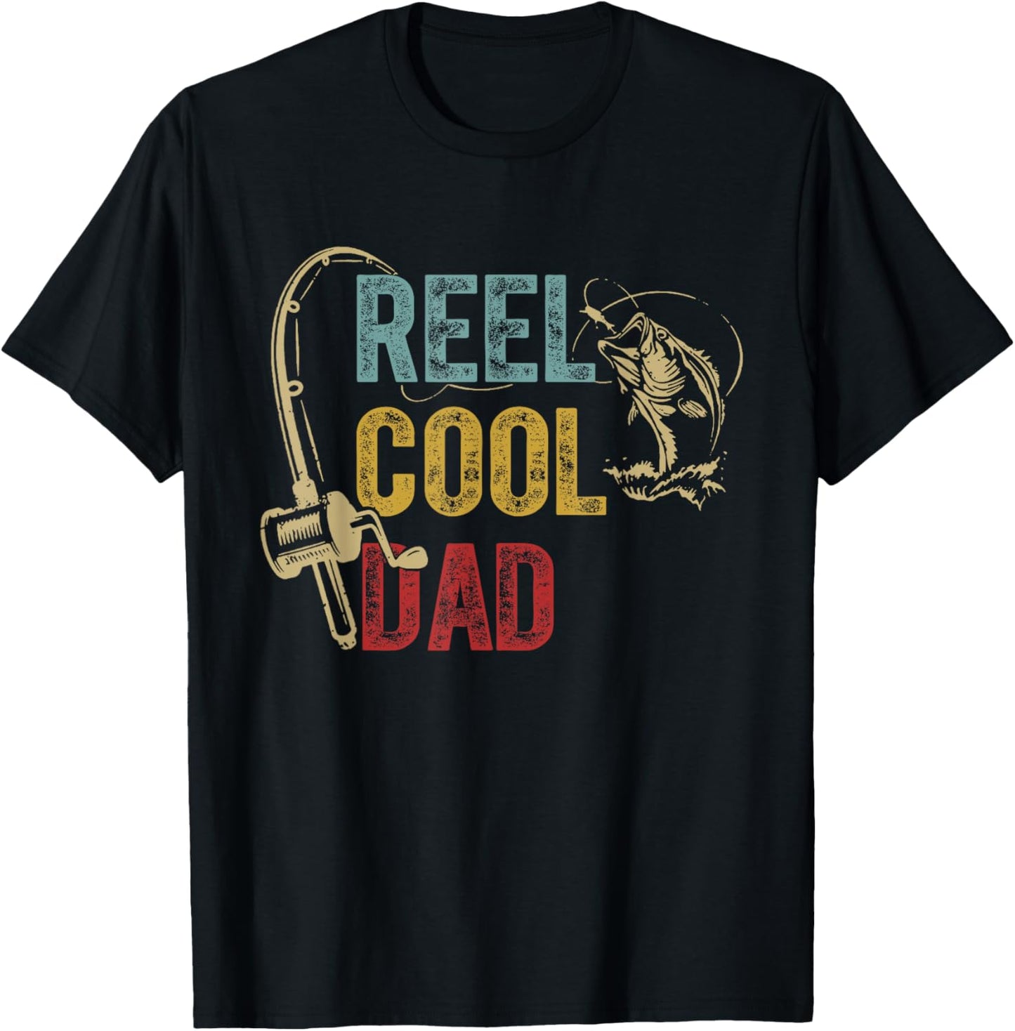 Reel Cool Dad Fishing Shirt Father's Day Fisherman T-Shirt - T-Shirt | Black