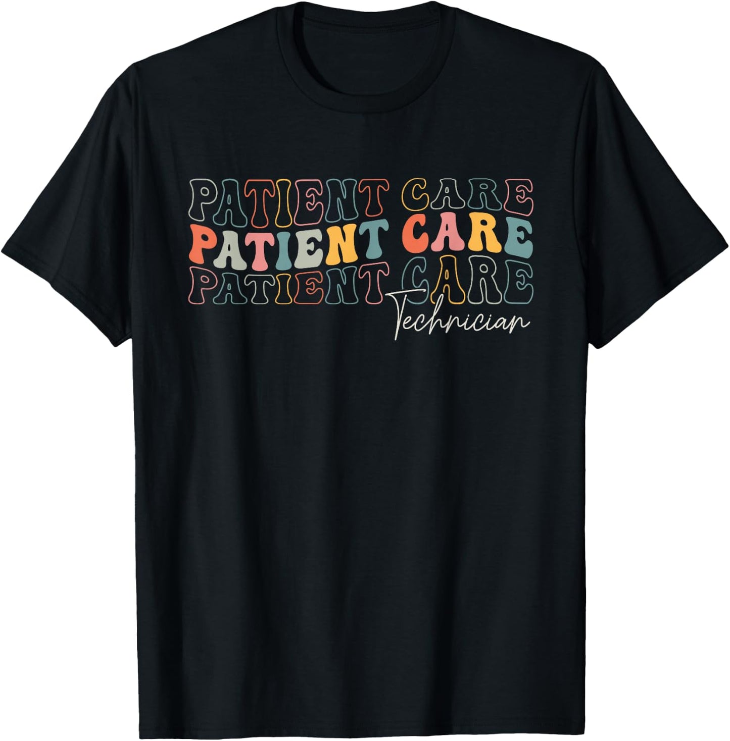 Patient Care Technician Appreciation Week Healthcare Groovy T-Shirt - T-Shirt | Black
