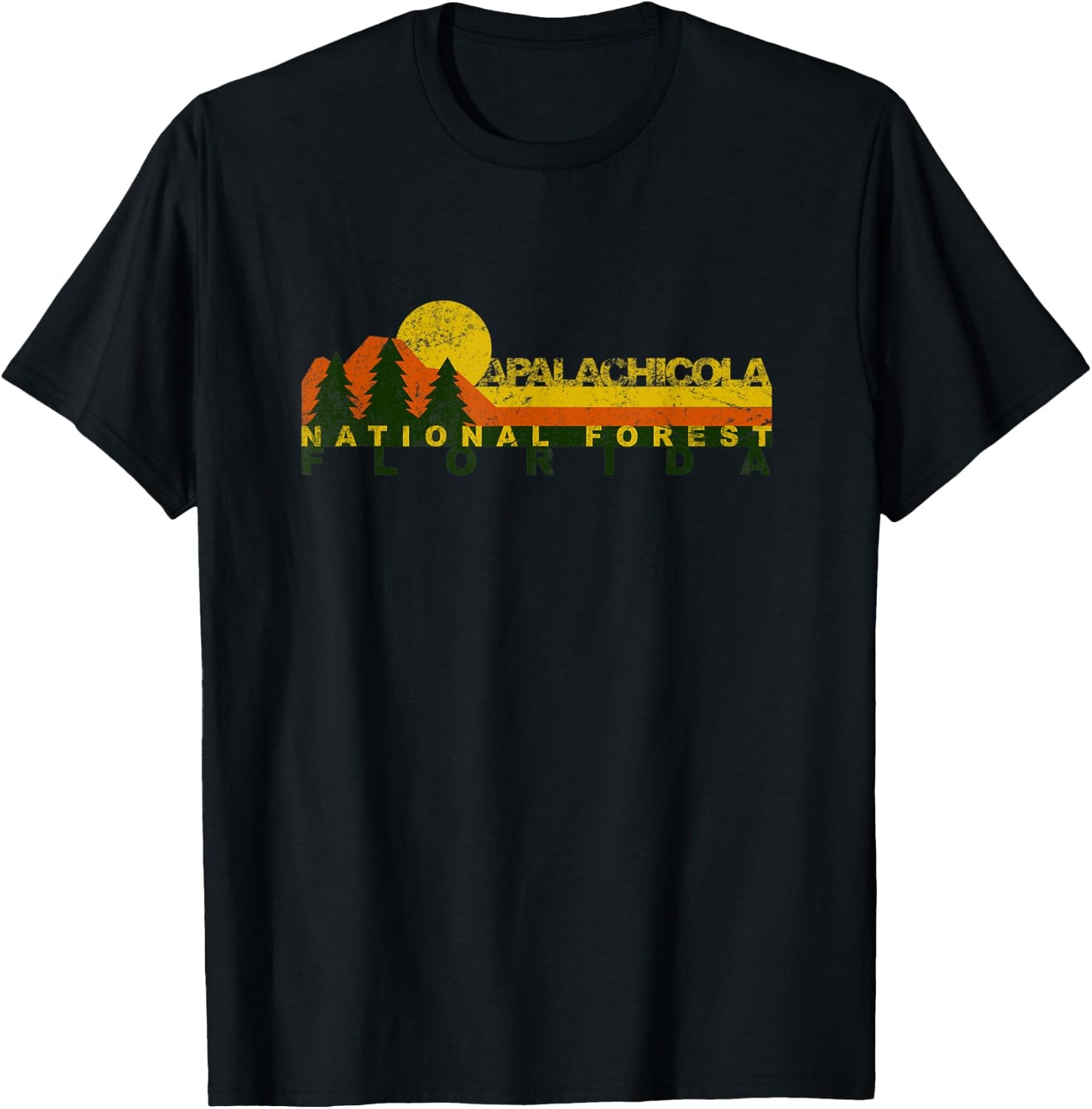 Apalachicola National Forest Retro T-Shirt - T-Shirt | Black