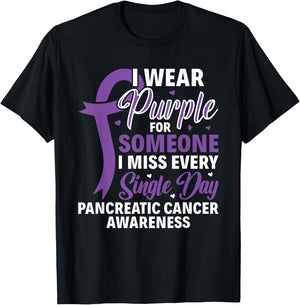 I Wear Purple For Someone Pancreatic Cancer Awareness T-Shirt - T-Shirt | Black