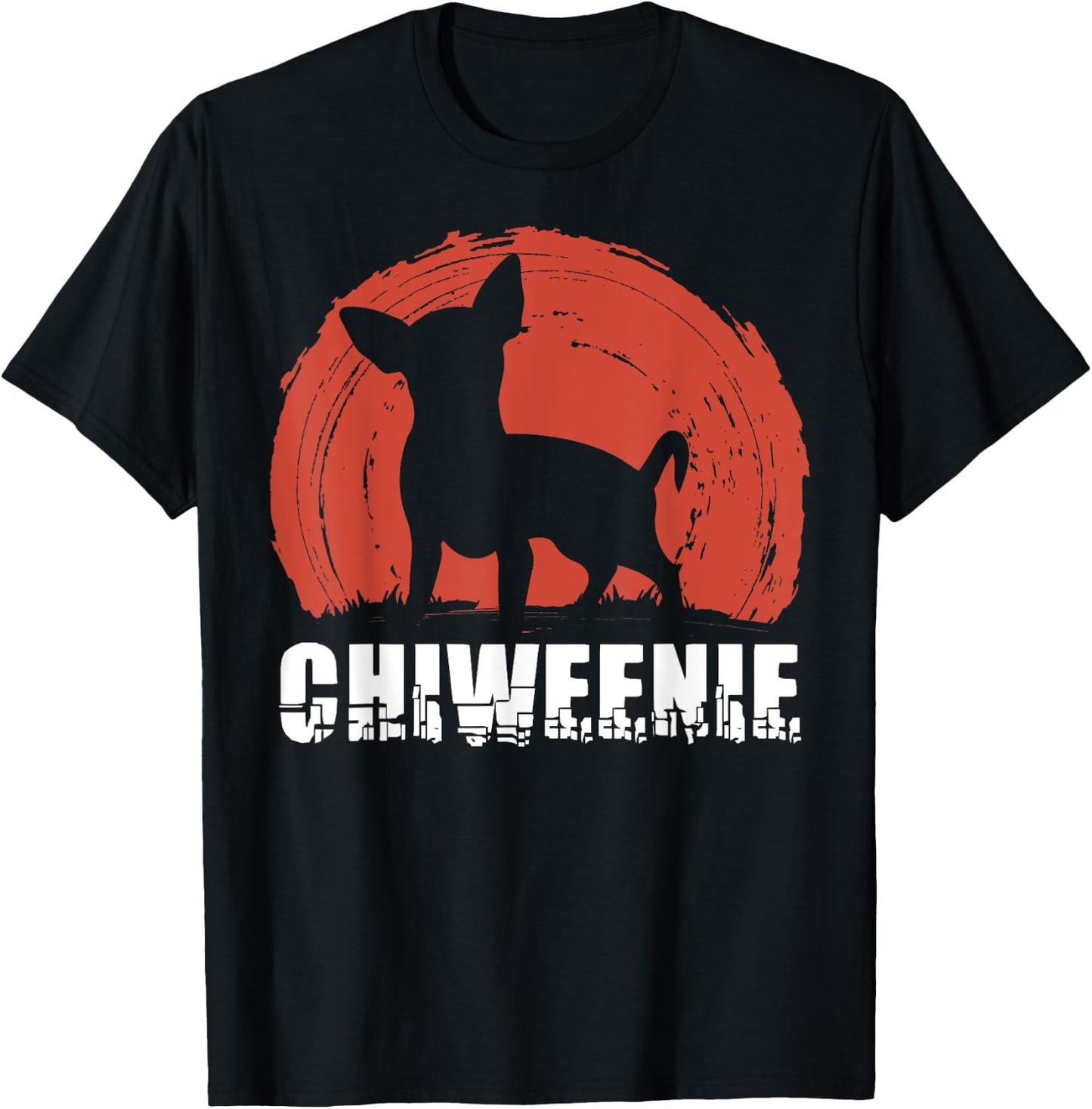 Cute Retro Chiweenie Silhouette Gift Design for Chiw T-Shirt - T-Shirt | Black