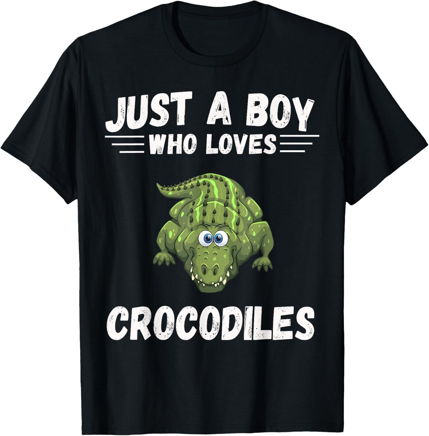 Just A Boy Who Loves Alligator Crocodiles Cute T-Shirt - T-Shirt | Black