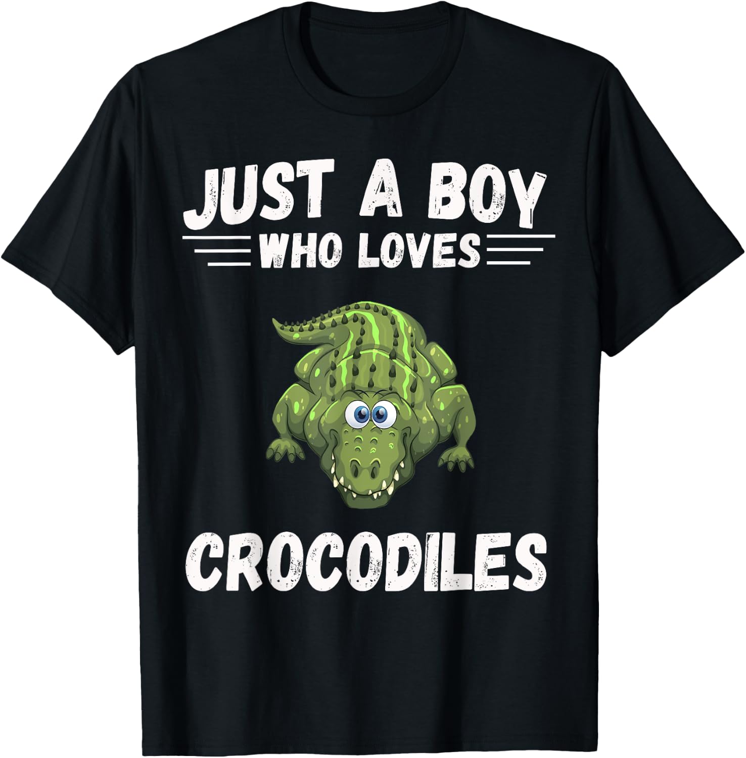 Just A Boy Who Loves Alligator Crocodiles Cute T-Shirt - T-Shirt | Black