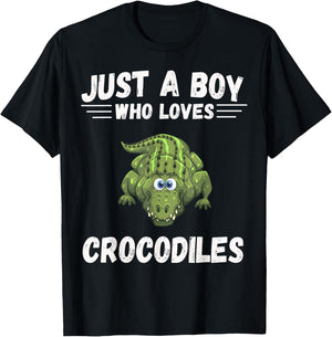 Just A Boy Who Loves Alligator Crocodiles Cute T-Shirt - T-Shirt | Black