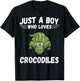 Just A Boy Who Loves Alligator Crocodiles Cute T-Shirt - T-Shirt | Black