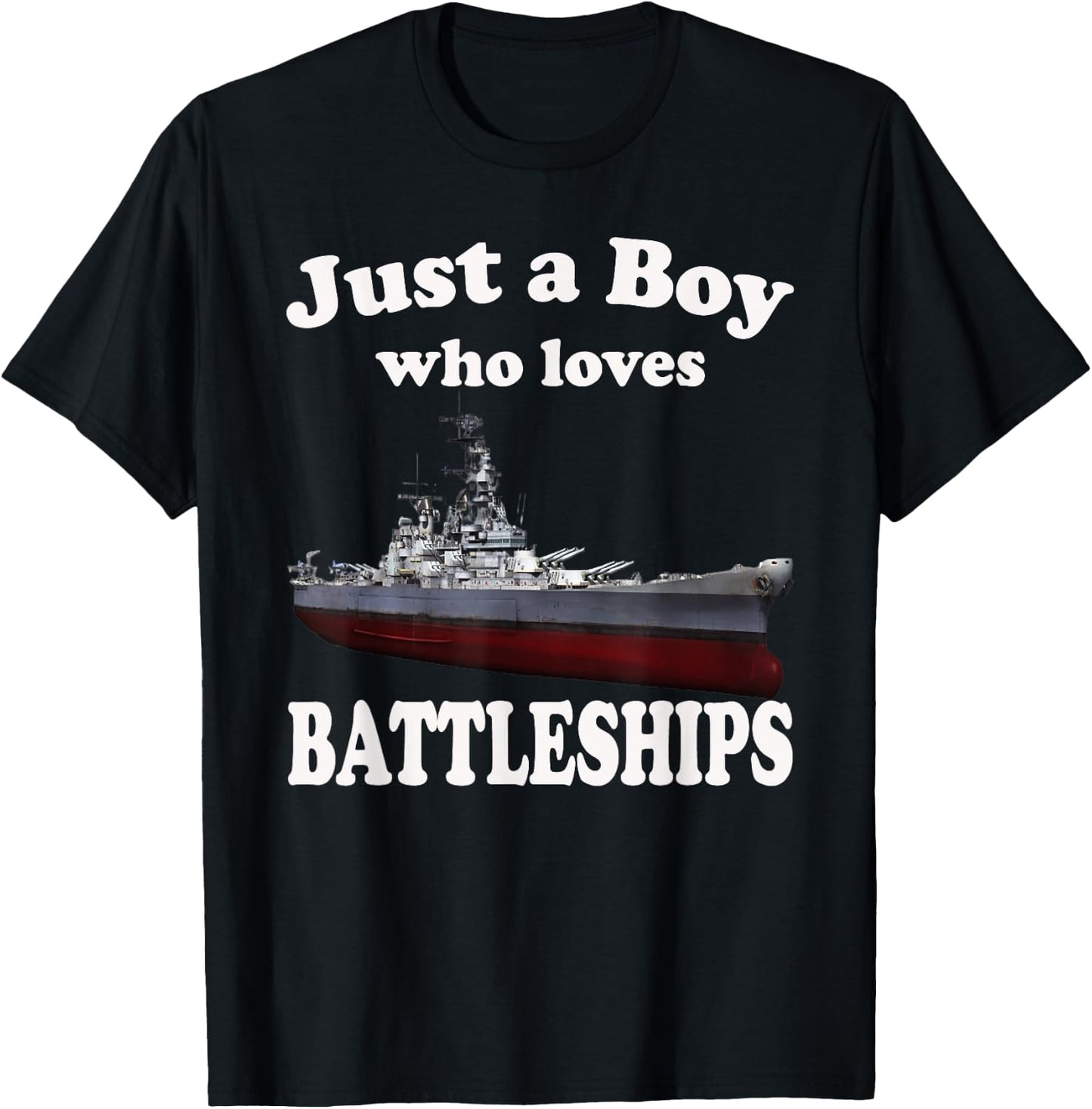 Boy Who Loves Battleship USS New Jersey BB-62 WW2 Warship T-Shirt - T-Shirt | Black