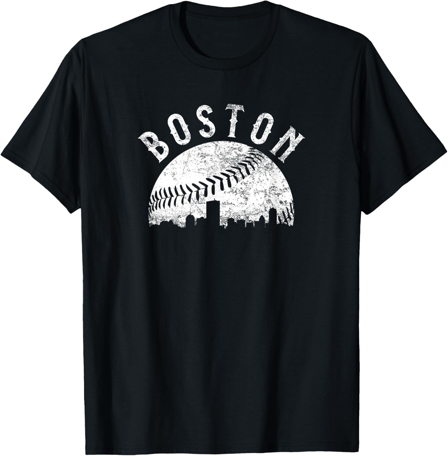 Vintage Boston Massachusetts Skyline Apparel T-Shirt - T-Shirt | Black