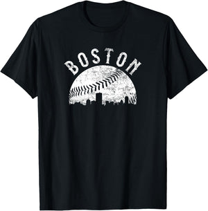 Vintage Boston Massachusetts Skyline Apparel T-Shirt - T-Shirt | Black