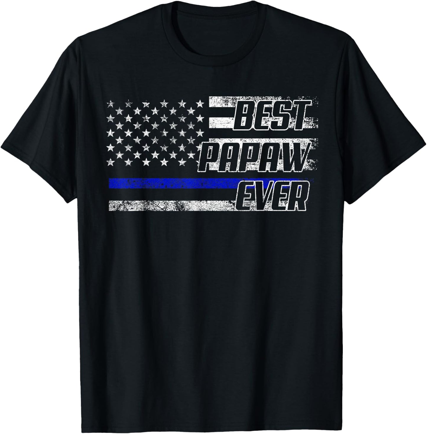 Cop Police Papaw American Flag Father's Day T-Shirt - T-Shirt | Black