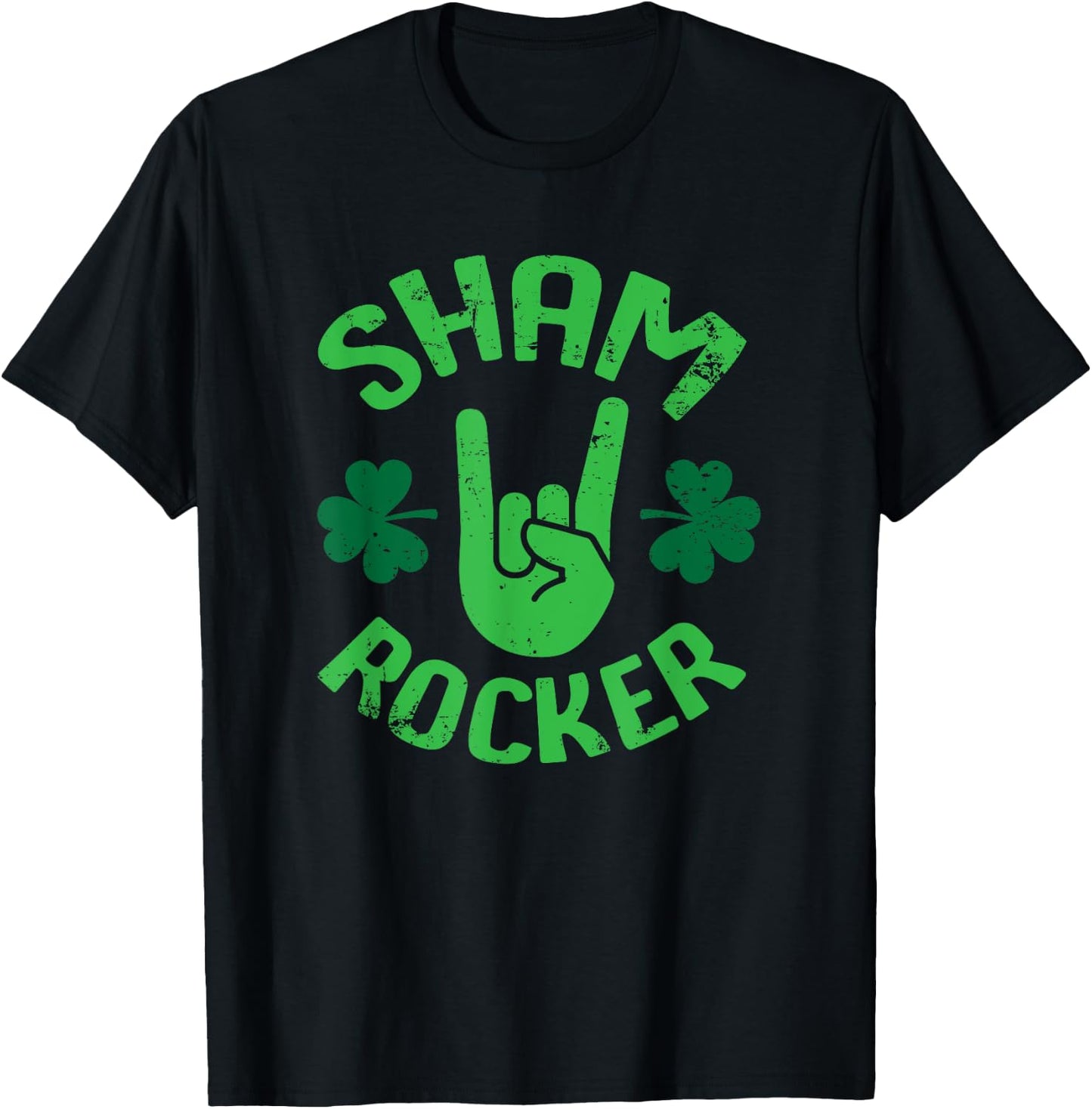 Sham Rocker Funny Rock Musician St. Patty's Day Clover T-Shirt - T-Shirt | Black