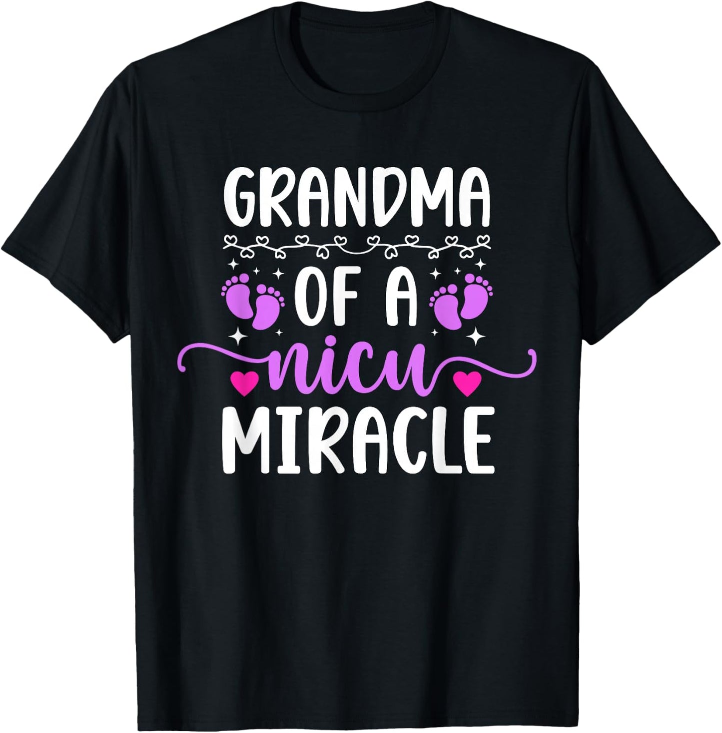 NICU Grandma Of NICU Warrior Micro Preemie Baby Grandma T-Shirt - T-Shirt | Black