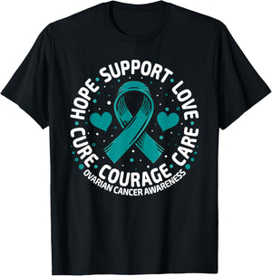 Ovarian Cancer Support Family Ovarian Cancer Awareness T-Shirt - T-Shirt | Black