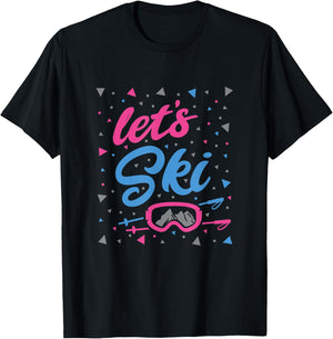 Retro 80's Skiing graphic Snowboarding Lodge wear shirt T-Shirt - T-Shirt | Black