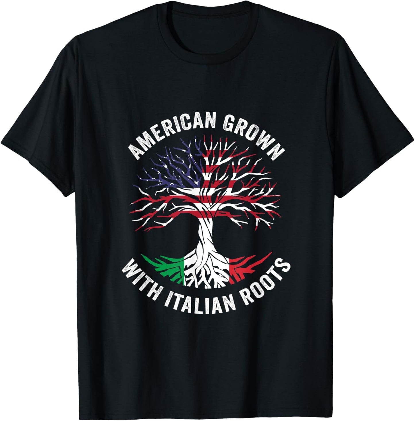 USA American Grown Italian With Roots Italy T-Shirt - T-Shirt | Black