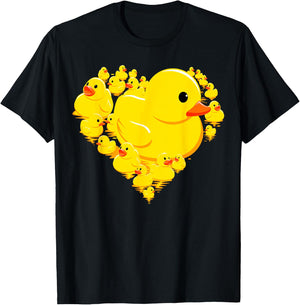 Funny Rubber Duck Hearts Quack Ducky Valentine's Day Gifts T-Shirt - T-Shirt | Black