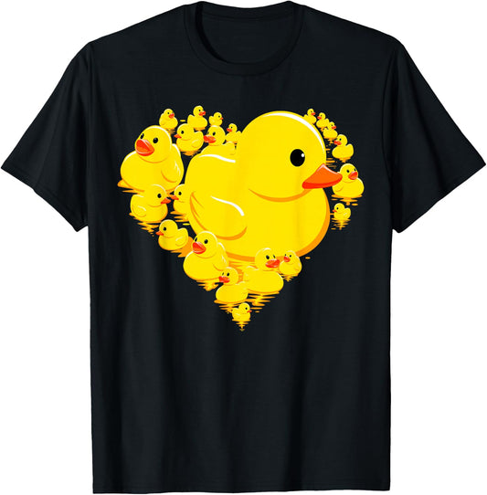 Funny Rubber Duck Hearts Quack Ducky Valentine's Day Gifts T-Shirt - T-Shirt | Black